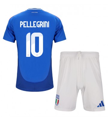 Italien Lorenzo Pellegrini #10 Hjemmebanesæt Børn EM 2024 Kort ærmer (+ korte bukser)